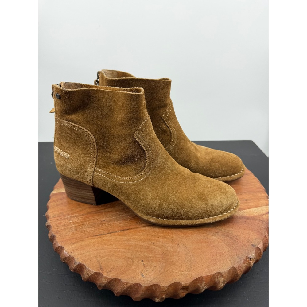 UGG Bandera Ankle Boots Women 8.5 Brown Suede Rear Zip Block Heel 1095053